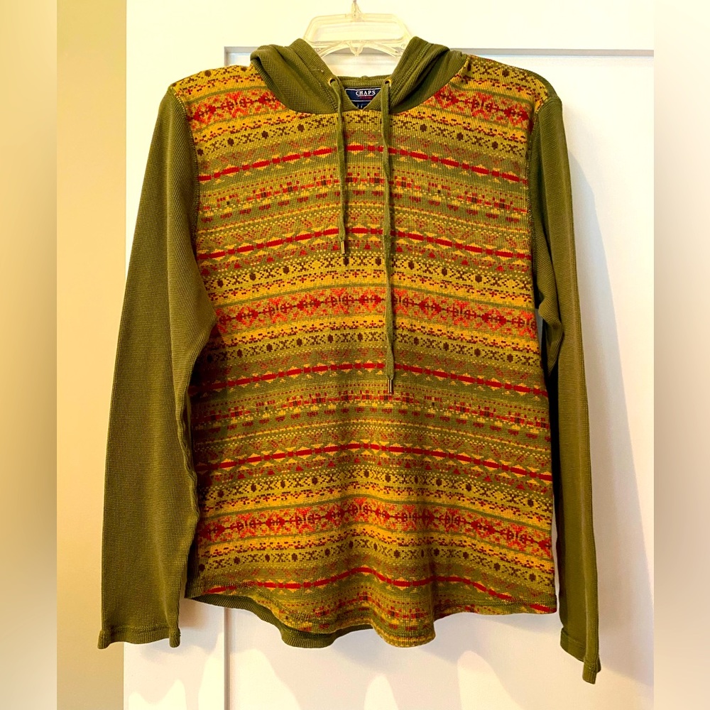 Chaps Hooded Waffle Shirt